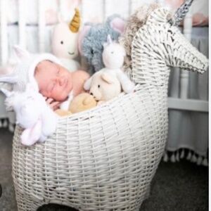 Unicorn Shaped Wicker Storage